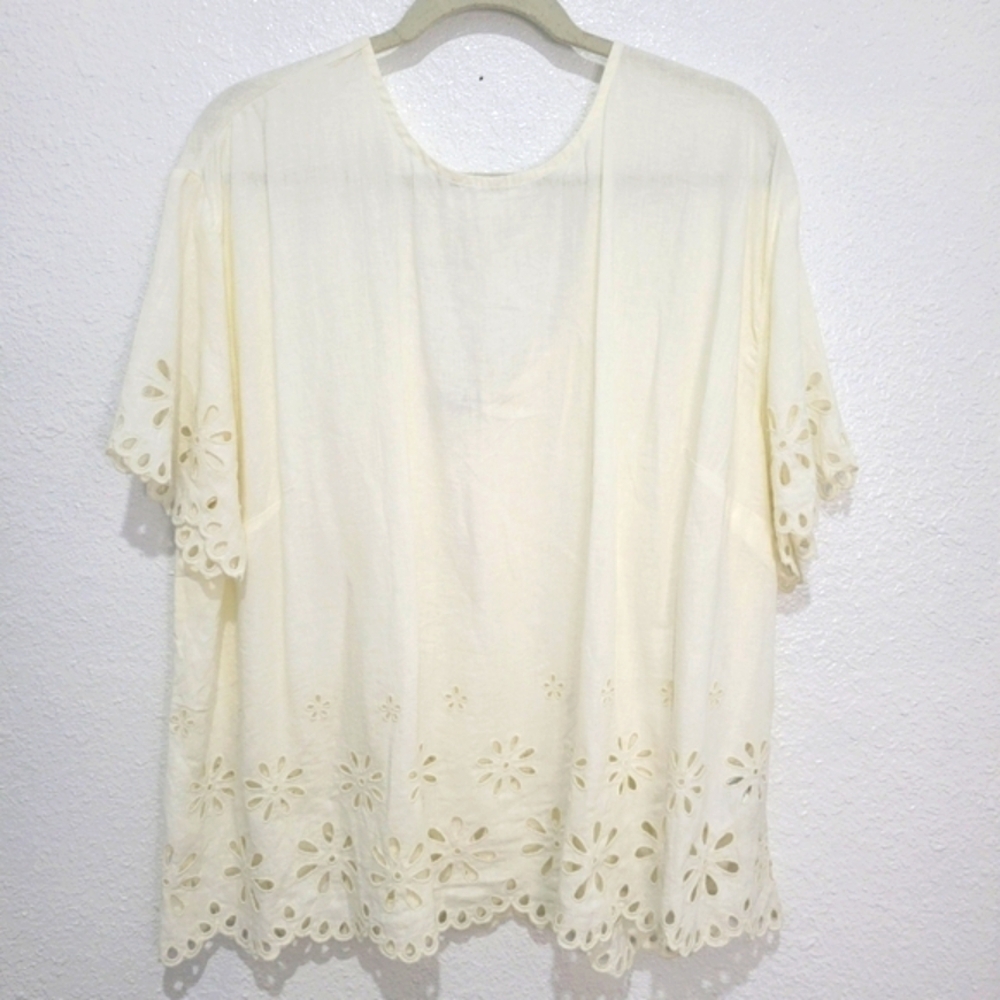 Madewell Plus Floral Eyelet Crop Top NK708 NWT  Sz 2X